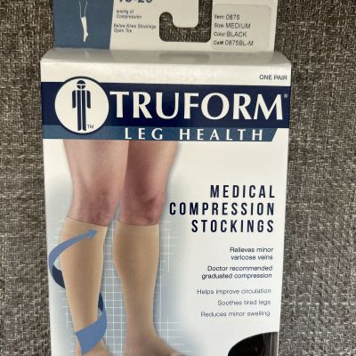 Truform Stockings Knee High Open Toe: 15-20 mmHg M BLACK